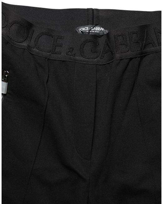 Dolce & Gabbana Black Viscose Mid Waist Skinny Trouser Pants