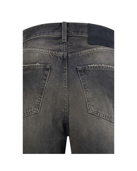 Haikure Gray Black Cotton Relaxed Fit Jeans for men