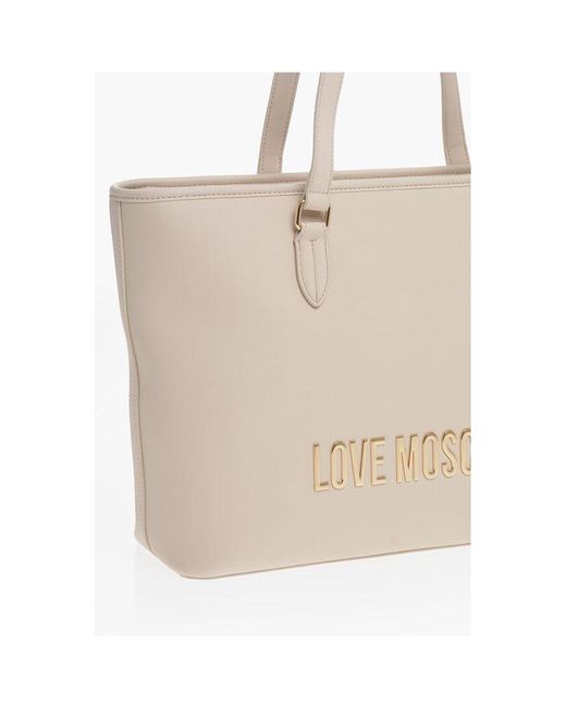 Moschino White Beige Polyethylene Tote Bag
