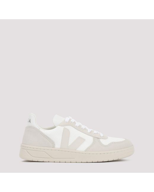 Veja White And Taupe V10 Sneakers