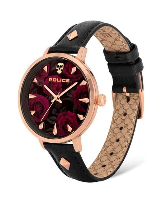 Police Metallic Black Leather Watch