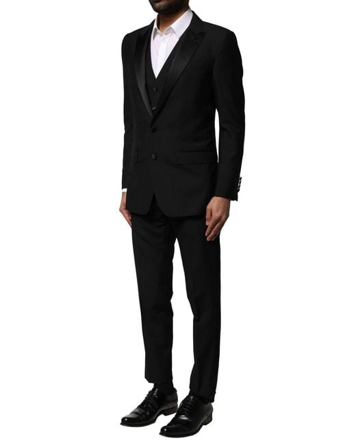 Dolce & Gabbana Black Martini Fit 3-piece Tuxedo Suit for men