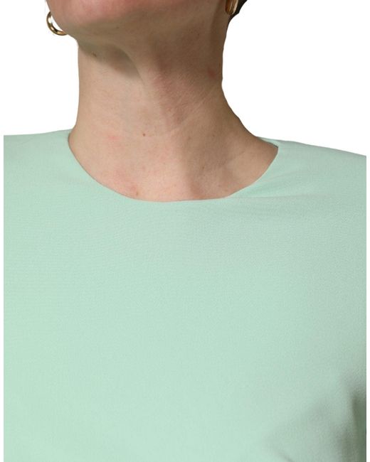 Dolce & Gabbana Green Viscose Long Sleeves Gown Dress Elastane