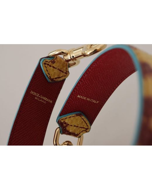 Dolce & Gabbana Yellow Red Leather Gold Tone Shoulder Strap