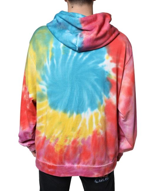 Dolce & Gabbana Pink Tie Dye Hooded Sweatshirt Sweater for men
