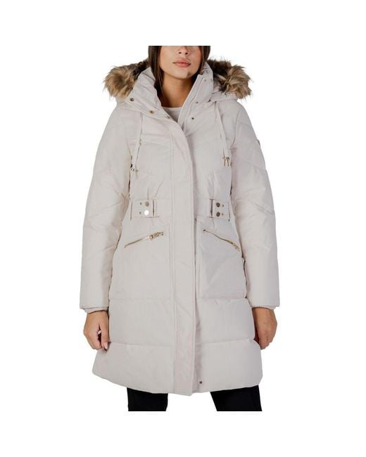 Guess Gray Cream Polyester Coat