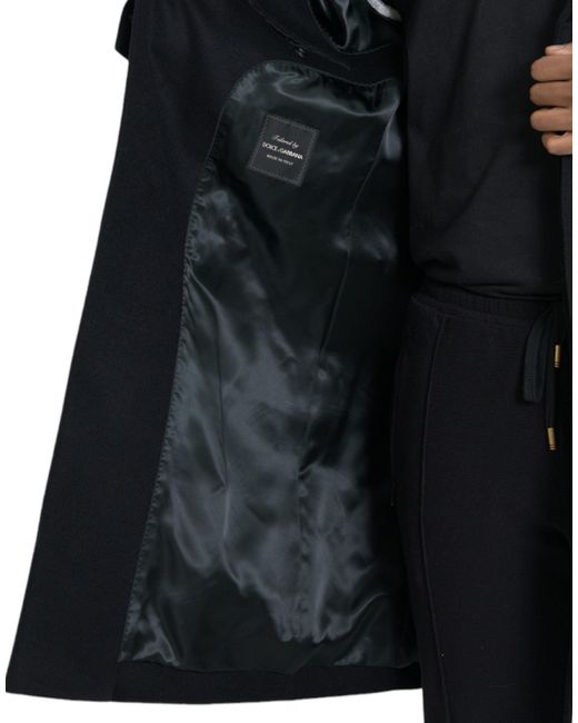 Dolce & Gabbana Black Wool Cashmere Trench Coat Jacket for men