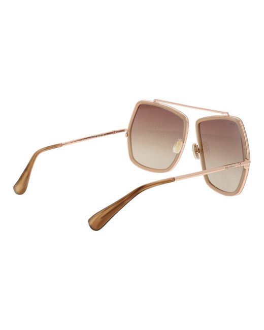 Max Mara White Beige Metal Sunglasses