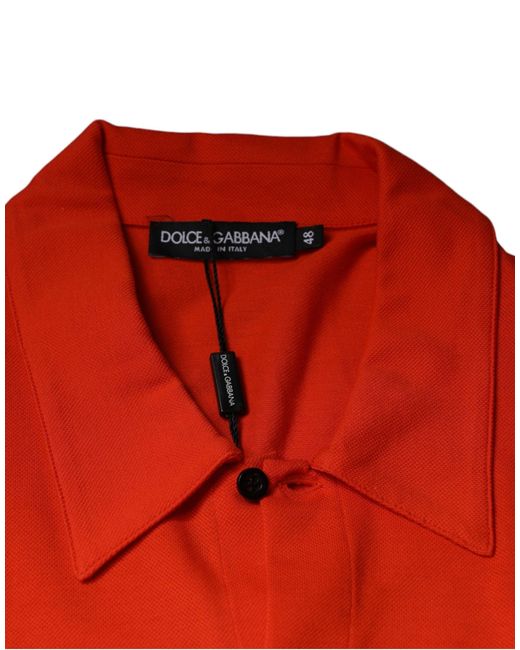 Dolce & Gabbana Red Orange Cotton Button Down Casual Polo Shirt for men