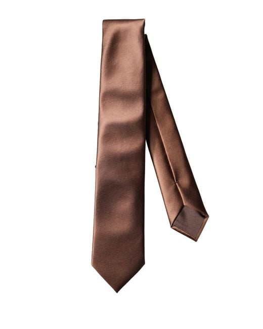 Dolce & Gabbana Brown Satin 100% Silk Wide Adjustable Neckmen's Tie