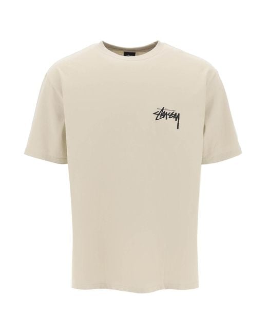 Stussy Natural Stussy T-Shirt With Back Logo Print for men