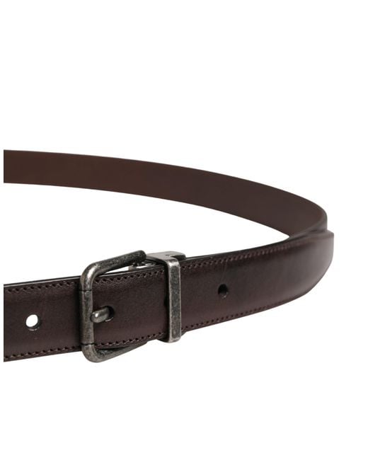 Dolce & Gabbana Brown Classic Leather Metal Buckle Belt Calf for men