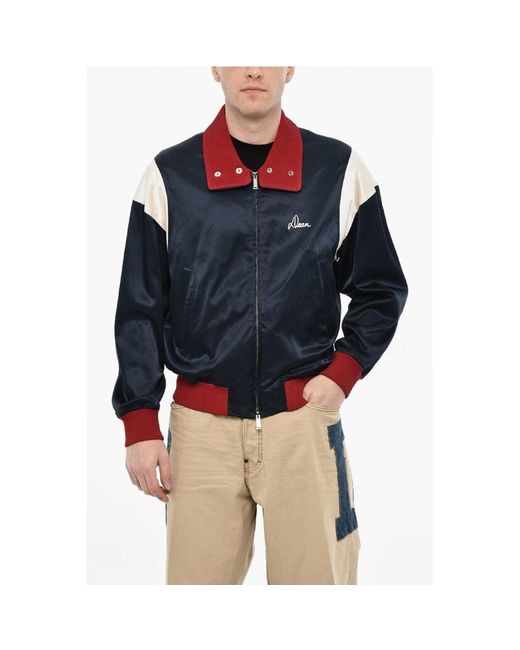 DSquared² Blue Embroidered Logo Color Block Zipped Sweatshirt for men