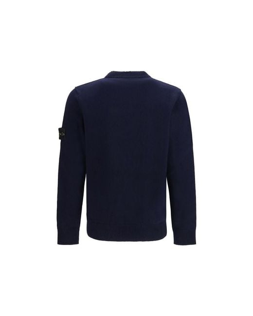 Stone Island Blue Black Cotton Sweatshirt for men