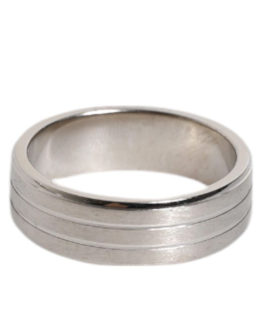 Dolce & Gabbana Gray Silver Tone Brass Clear Crystal Dg Logo Ring for men