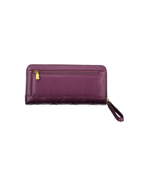 Guess Purple Elegant Zip Wallet With Multiple Compartments