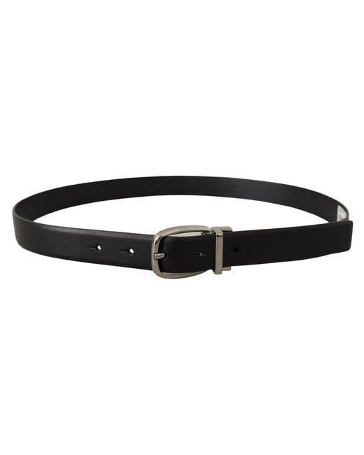 Dolce & Gabbana Black Elegant Leather Belt With Metal Buckle for men