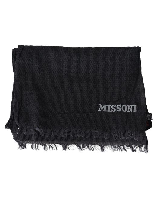 Missoni Black Wool Knit Neck Wrap Scarf