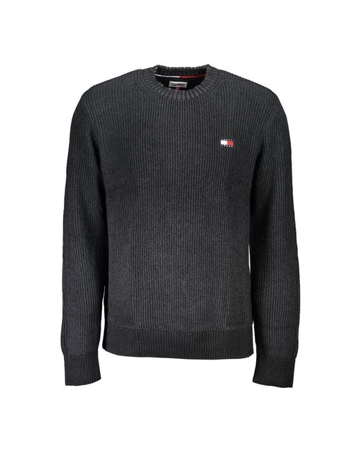 Tommy Hilfiger Black Elegant Crew Neck Cotton Sweater for men
