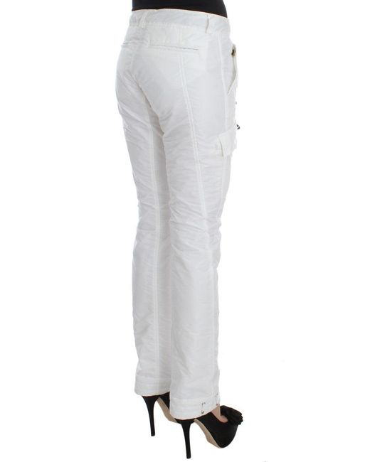 Ermanno Scervino White Nylon Padded Slim Fit Cargo Pants