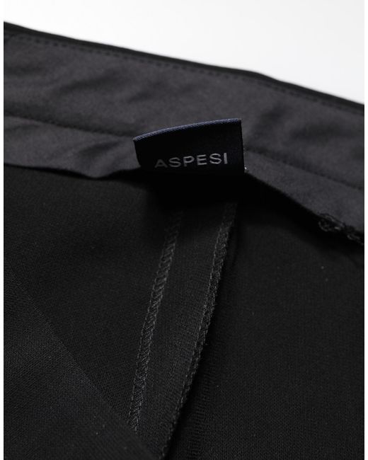 Aspesi Black High Waist Zip Straight Chino Trouser Pants
