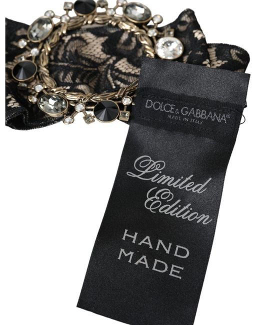 Dolce & Gabbana Black Lace Crystal Handmade Brooch Hair Pin