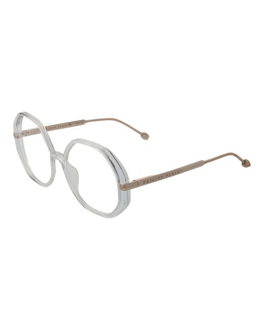 Philipp Plein Metallic Transparent Cellulose Acetate Glasses (frames) for men