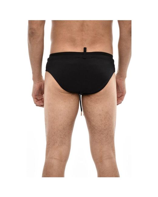 DSquared² Black Swim Briefs With Logoed Waist Band for men