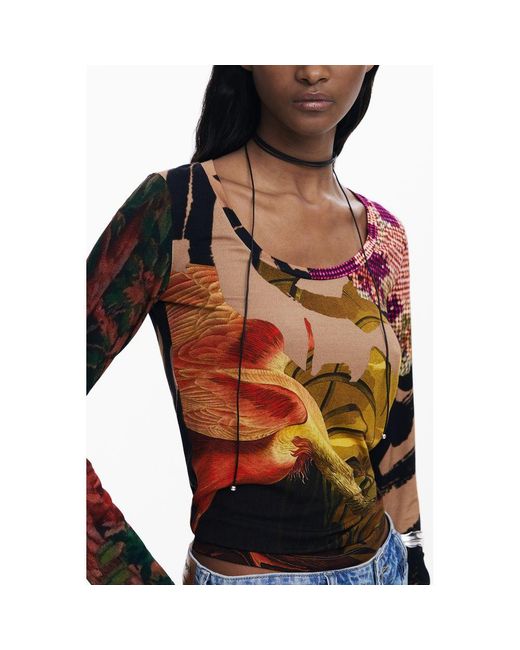 Desigual Brown Elastane Top