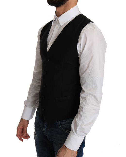 Dolce & Gabbana Black Sleek Wool Blend Formal Vest for men