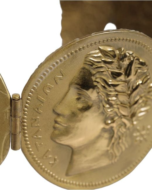 Dolce & Gabbana Brown Gold Tone Brass Coin Metal Waist Cintura Belt