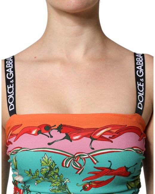 Dolce & Gabbana Blue Multicolor Printed Silk Sleeveless Midi Dress for men
