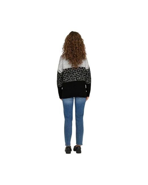 ONLY Black Gray Marabou Sweatshirt