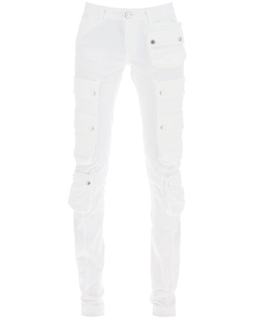 DSquared² White Trumpet Cargo Pants For