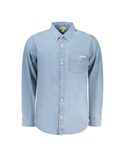 Calvin Klein Blue Azzurro Cotton Men's Shirt for men