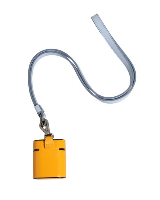 Dolce & Gabbana Metallic Case Calf Leather Logo Flip Holder Strap Airpods