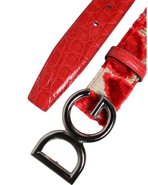 Dolce & Gabbana Red Leather Dg Buckle Belt for men