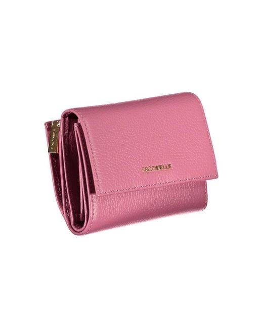 Coccinelle Pink Elegant Leather Wallet With Multiple Compartments
