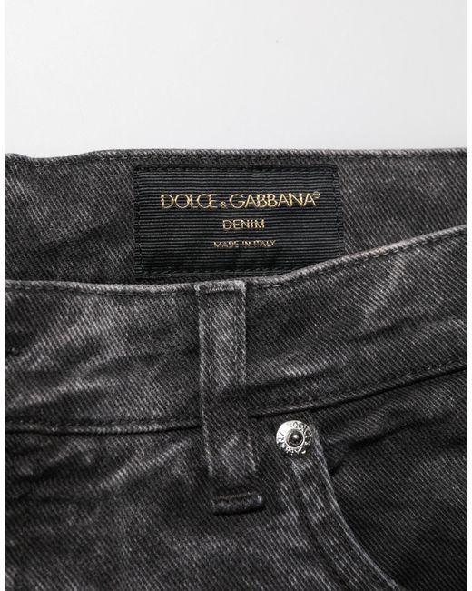 Dolce & Gabbana Black Cotton Mid Waist Denim Men Bermuda Short for men