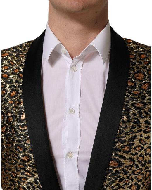 Dolce & Gabbana Black Gold Leopard Single Breasted Men Coat Jacket for men