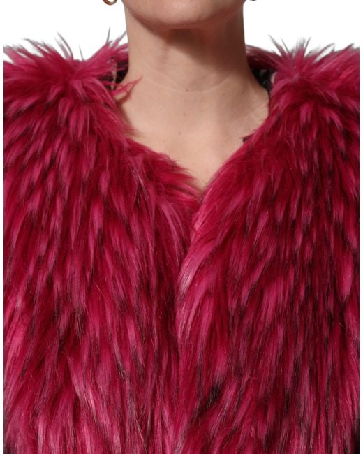 Dolce & Gabbana Red Fuchsia Belted Faux