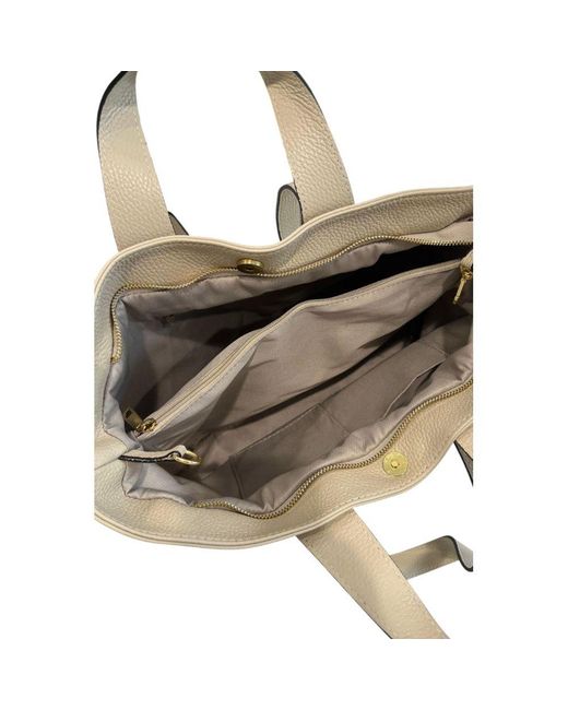 Baldinini Gray Beige Leather Shoulder Bag