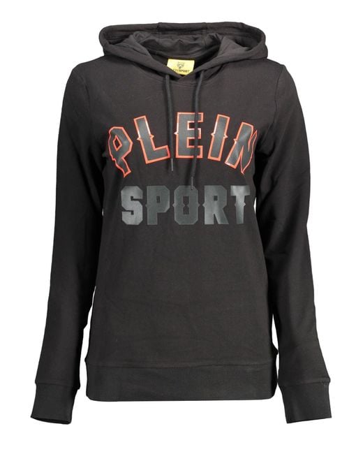 Philipp Plein Black Sleek Hooded Sweatshirt With Bold Accents