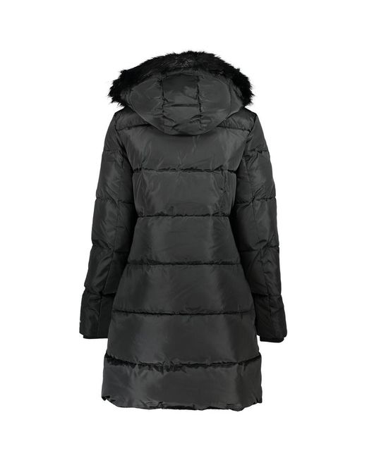 Calvin Klein Black Chic Hooded Jacket With Removable Fur Detail