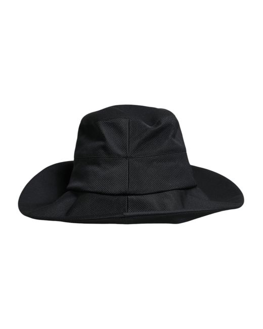 Dolce & Gabbana Black Cotton Wide Brim Fedora Hat for men