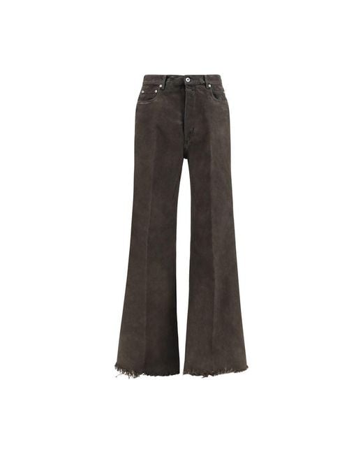 Rick Owens Gray Bicolor Cotton Flared Jeans for men