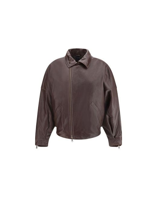 Petar Petrov Brown Oversized Leather Jacket