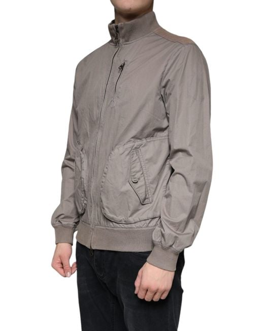 Armani Jeans Gray Cotton Full Zip Bomber Logo Jacket for men