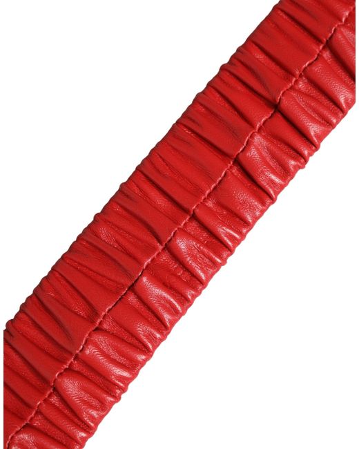 Dolce & Gabbana Red Leather Heart Metal Buckle Belt Calf