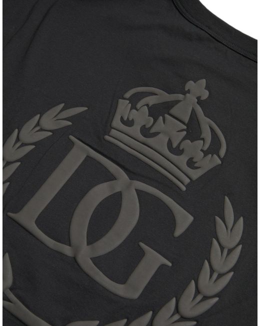 Dolce & Gabbana Black Logo Embossed Crew Neck Short Sleeves T-Shirt for men